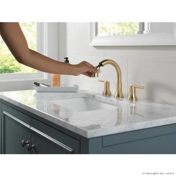 Tr移到 Premium Wide-Bathroom Faucet w/ Pulldown Spray - Champagne Bronze Finish - Image 2