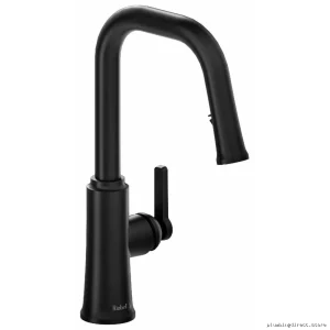 Trattoria Black Kitchen Faucet with Pull-Down Spray & U-Spout - TTSQ101BK RIOBEL
