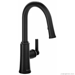Black Kitchen Faucet with Pulldown Spray & C-Spout - Trattoria RIOBEL TTRD101BK