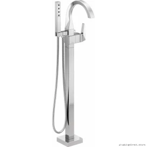 Trillian Floor Mount Tub Filler w/ Hand Shower - Lumicoat Chrome Model T