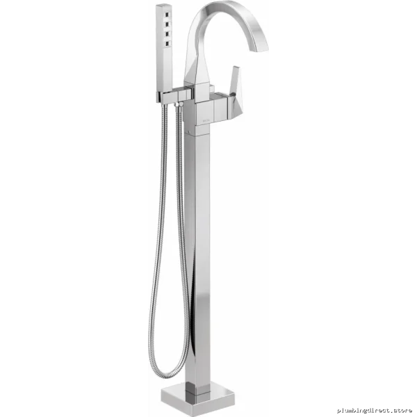 Trillian Floor Mount Tub Filler w/ Hand Shower - Lumicoat Chrome Model T