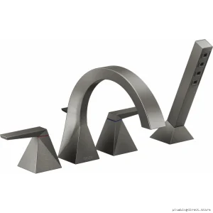 Trillian Roman Tub Faucet Kit w/ HH – 4-Hole Design in Lumicoat Matte Bk Stl T...