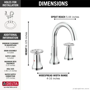 Chrome Widespread Bathroom Faucet with Wheel Handle - Trinsic