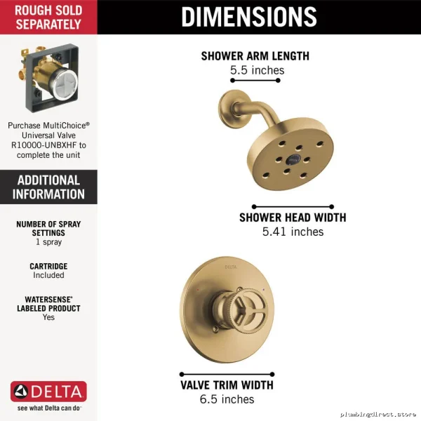 Trinsic H2Okinetic Shower Trim in Champagne Bronze | T14258-CZ Delta - Image 4
