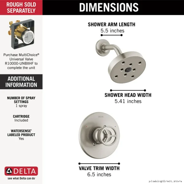 Trinsic H2Okinetic Stainless Steel Shower Trim with Delta Finish - T14258-SS - Image 4