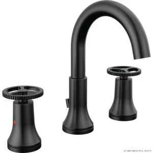 Trinsic Matte Black Widespread Bathroom Faucet with Wheel Handle