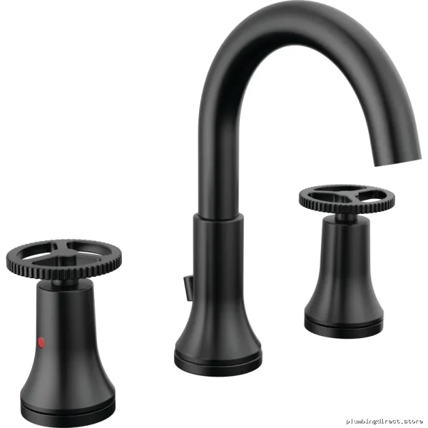 Trinsic Matte Black Widespread Bathroom Faucet with Wheel Handle