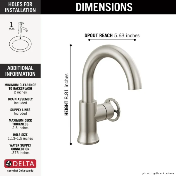 Stainless Steel Single-Hole Bathroom Faucet by Trinsic - Modern Design - Image 3
