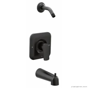 Rizon Posi-Temp Matte Black Tub & Shower Trim (Integrated Showerhead) - T2813NHBL Moen