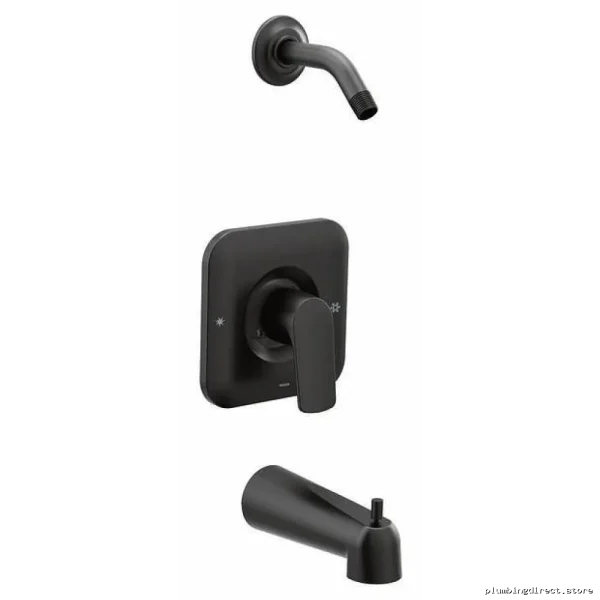 Rizon Posi-Temp Matte Black Tub & Shower Trim (Integrated Showerhead) - T2813NHBL Moen