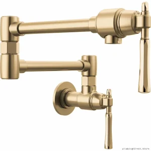 Tulham Wall-Mount Pot Filler, Luxe Gold & Polished Gold, 62858LF-GLPG Brizo Design