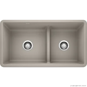 Blanco Silgranit Undermount Kitchen Sink Low Divide Concrete Gray 1.75 Bowl