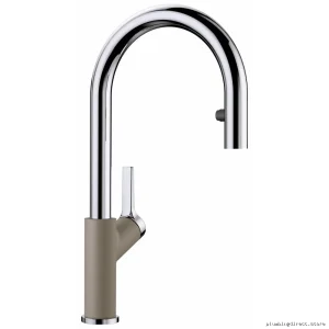 Blanco Chrome and Truffle Pull Down Kitchen Faucet with Spray by Urbena