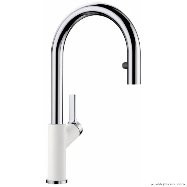 Urbena Kitchen Faucet with Pulldown Spray - Chrome/White