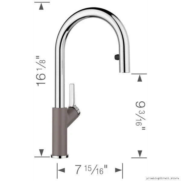 Urbena Modern Kitchen Faucet - Chrome/Volcano Gray with Pulldown Spray 526933 Blanco - Image 4