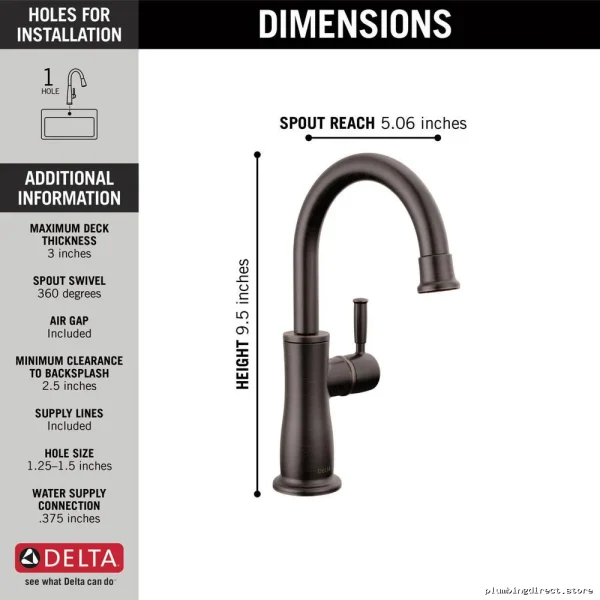 Traditional Beverage Tap - Venetian Bronze Delta Design 1960-RB-DST - Image 4