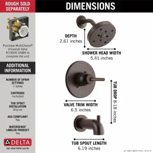 Venetian Bronze Tub & Shower Trim - Trinsic Monitor Series