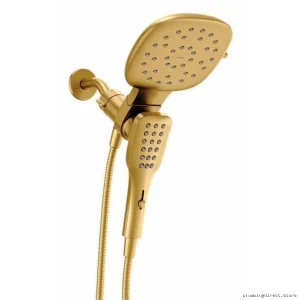 Verso Square Shower Head & Hand Showers Combo - Infiniti Dial & Magnetic Dock | Brushed Gold Moen Set.