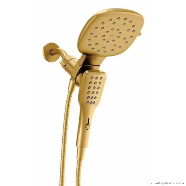 Verso Square Shower Head & Hand Showers Combo - Infiniti Dial & Magnetic Dock | Brushed Gold Moen Set.
