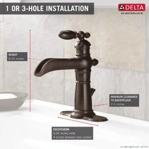 Victorian Single-Hole Channel Bathroom Faucets in Gold Finish | Model | Delta Design | Material & Style Fusion