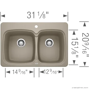Vienna Drop-In Silgranit Kitchen Sink - 1.75 Bowl Truffle Color Model 210