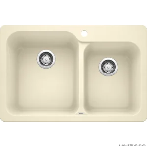 Vision 1.75" Bowl Drop-In Silgranit Sink - Easy Clean White Modern Kitchen Solution