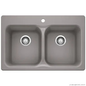 Vision 210 Dual Bowl Silgranit Drop-In Sink - Metallic Gray