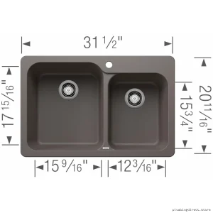 SilGranite Composite Drop-in Kitchen Sink by Vision – Modern Design in Volcanic-gray