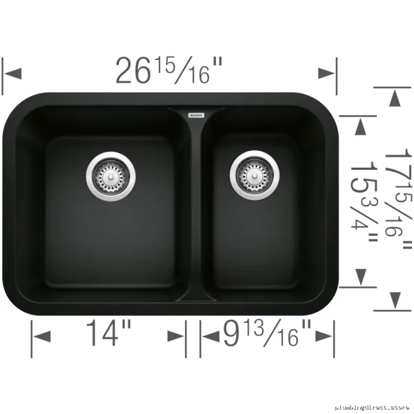 Vision 1.5 Bowl Undermount Silgranit Sink - Coal Black & Blanco - Image 2