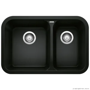 Vision 1.5 Bowl Undermount Silgranit Sink - Coal Black & Blanco