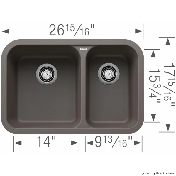 Vision U-Series 1.5 Bowl Undermount Durable Silgranit Sink - Volcano Gray - Image 2