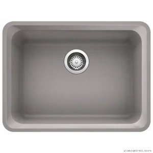 Vision U Single Bowl Undermount Silgranit Sink - Durable Metallic Gray