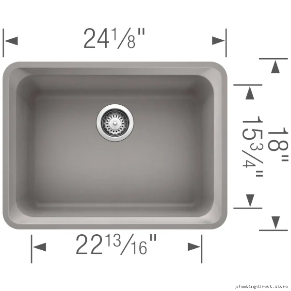 Vision U Single Bowl Undermount Silgranit Sink - Durable Metallic Gray - Image 2