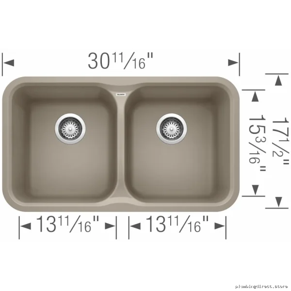 Vision U2 Truffle Blanco Bowl Silgranit Undermount Sink - Model 401144 - Image 2