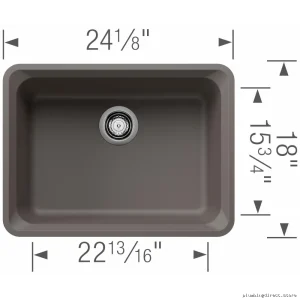 Vision Volcano Gray Undermount Silgranit Bowl Sink - Durable Design 402936