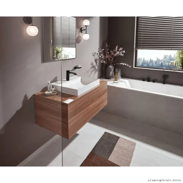 Vivenis 110 Single Hole Bathroom Faucet Matte Black Pop-Up Drain Hansgrohe - Image 2