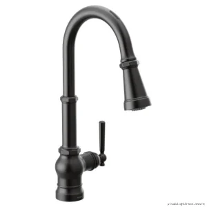 Moen S72003EVBL Voice-Activated Smart Kitchen Faucet with Pulldown Spray - Matte Black Design