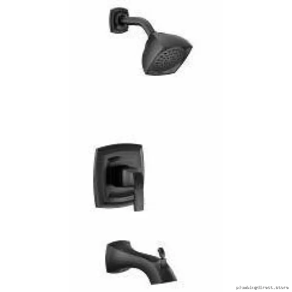 Modern Matte Black Tub & Shower Trim Set - Voss M-Core 2 by Moen