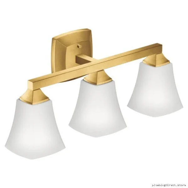 Voss Modern Brushed Gold Three-Globe Wall Sconce by Moen - Image 2