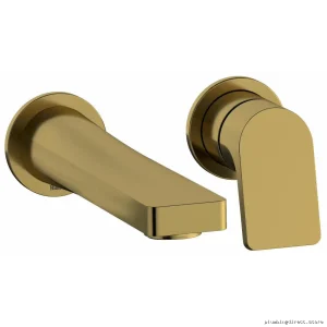 Wall Mount Bathroom Faucet Trim with Lever Handle - 1.2 GPM Low Flow Brushed Gold