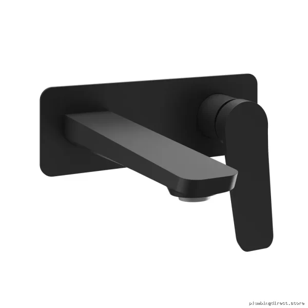 Moroka Wall-Mounted Bathroom Faucet Push-Button Drain & Overflow Matte Black Finish - Image 2