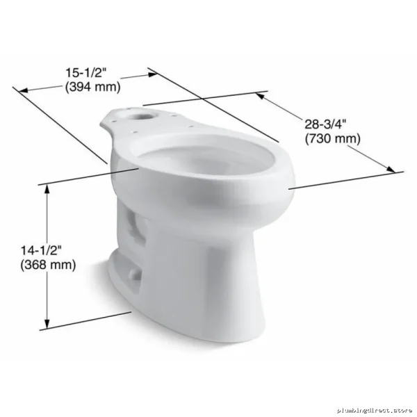 Elongated Toilet Bowl by Wellworth - White Modern Comfort Design (Kohler Equivalent) Model 4198-0 - Image 4