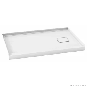 White Acrylic Shower Pan 48x32 - Right Drain, 3-Side Flange - Kover