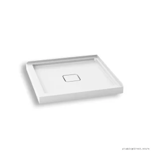 White Corner Acrylic Shower Base with Center Drain - Kalia 36
