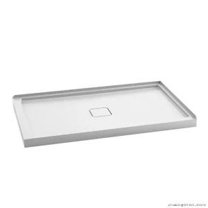 White Corner Shower Base 60x36 with Center Drain & RH Flange