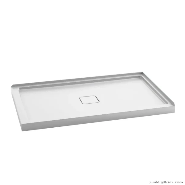 White Corner Shower Base 60x36 with Center Drain & RH Flange