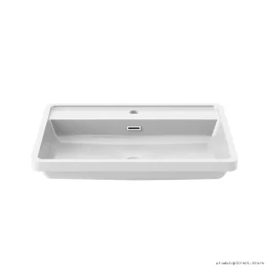 White Kalia Single Hole Bathroom Sink - Ekla Countertop Basin FU1451-240