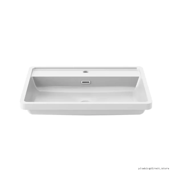 White Kalia Single Hole Bathroom Sink - Ekla Countertop Basin FU1451-240