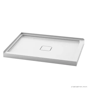 White 48x36 Left-Hand Corner Shower Pan with Center Drain & Tiling Flange