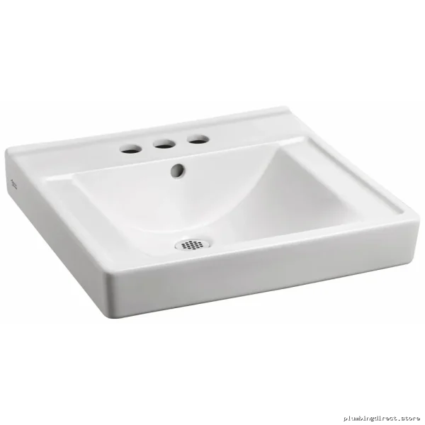White Modern Centerset Wall-Mounted Bathroom Sink by American Standard